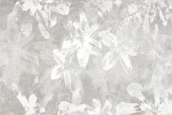 Abstract white flowers wallpaper on natural urban concrete