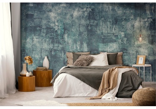 Industrial urban blue cement surface wallpaper 2