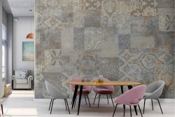 Wallpaper with vintage geometric tile surface