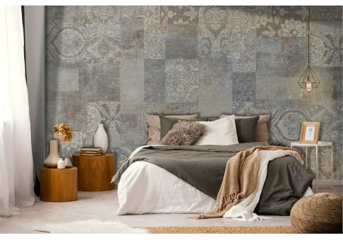 Wallpaper with vintage geometric tile surface