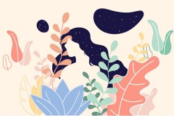 Abstract nature wallpaper with woman silhouette