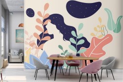 Abstract nature wallpaper with woman silhouette