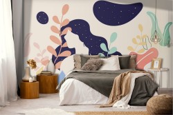 Abstract Modern Leaves Wallpaper