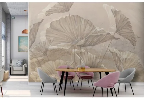 Vintage nature leaves wallpaper marble surface