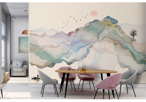 Abstract landscape wallpaper watercolor mountains