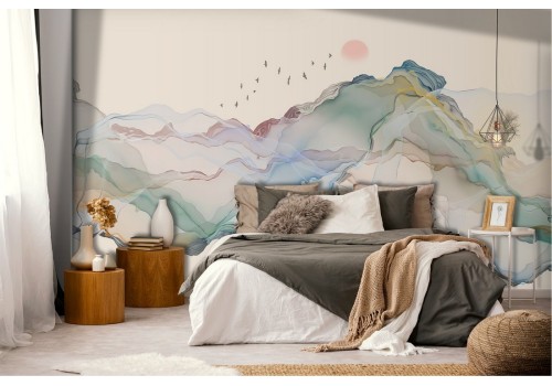 Abstract landscape wallpaper watercolor mountains 2