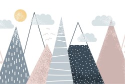 Carta da Parati bambini montagne paesaggio stilizzato