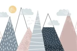 Children's Wallpaper stylized mountain landscape