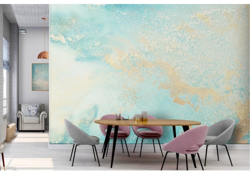 Wallpaper sky with clouds painted landscape