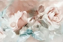 Carta da Parati fiori rosa natura dipinto raffinato