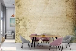 Vintage concrete surface wallpaper with flowers