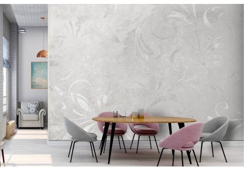 Wallpaper with stylized leaves on a vintage marble surface