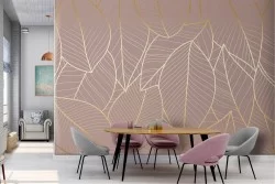 Carta da Parati foglie stilizzate natura luxury oro