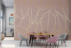 Wallpaper stylized leaves nature luxury gold