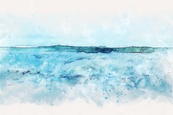 Carta da Parati paesaggio mare acquerello