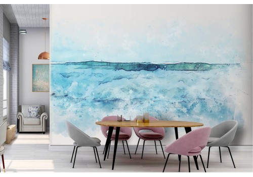 Watercolor sea landscape wallpaper