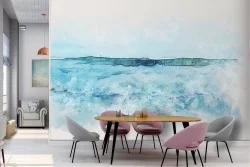 Carta da Parati paesaggio mare acquerello