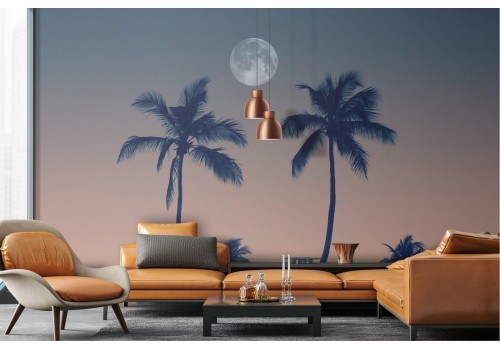 Night Sky Wallpaper with Tropical Palms 2