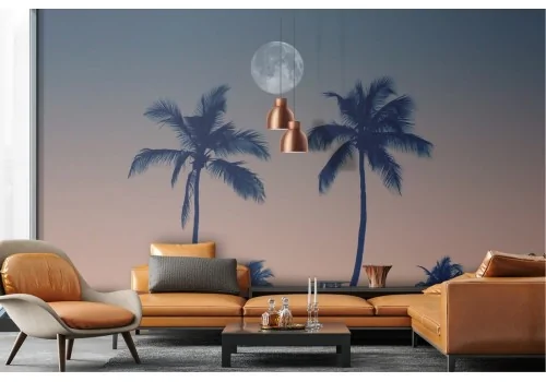 Night Sky Wallpaper with Tropical Palms 2