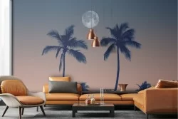 Carta da Parati cielo notturno con palme tropicali