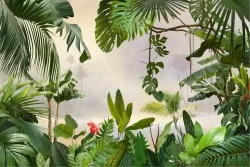 Tropical forest landscape wallpaper illustration