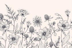 Vintage stylized nature flowers wallpaper