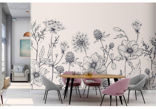 Vintage stylized nature flowers wallpaper