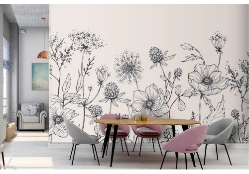 Vintage stylized nature flowers wallpaper