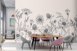 Vintage stylized nature flowers wallpaper