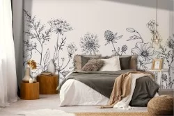 Stylized Vintage Nature Flowers Wallpaper