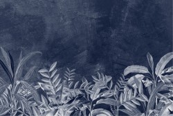 Tropical flowers nature vintage blue wallpaper