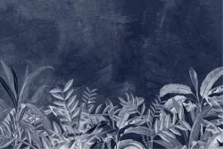 Tropical flowers nature vintage blue wallpaper