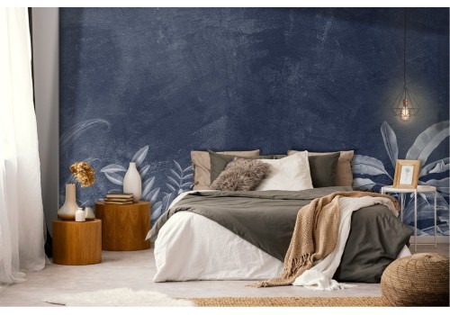 Tropical flowers nature vintage blue wallpaper 2