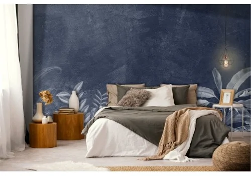 Tropical flowers nature vintage blue wallpaper 2