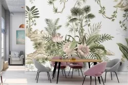 Carta da Parati natura tropicale astratta foglie fiori