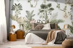 Vintage Tropical Nature Flowers Wallpaper
