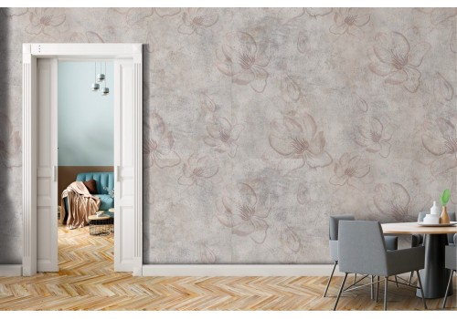 Refined vintage wallpaper with stylized nature flowers