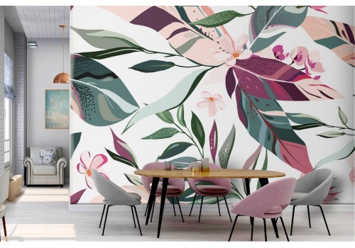 Wallpaper leaves nature modern design