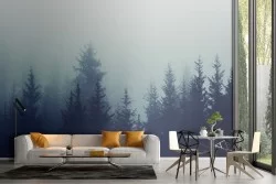 Wallpaper landscape forest with fog