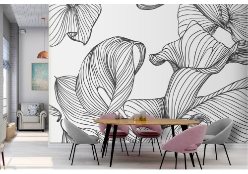 Modern nature stylized flowers wallpaper