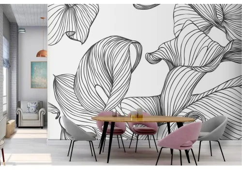 Wallpaper stylized flowers modern nature