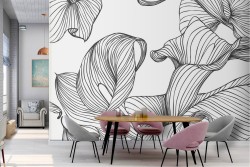 Modern nature stylized flowers wallpaper