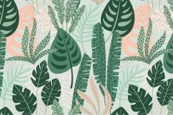 Carta da Parati foglie tropicali natura decorazione stilizzata verde