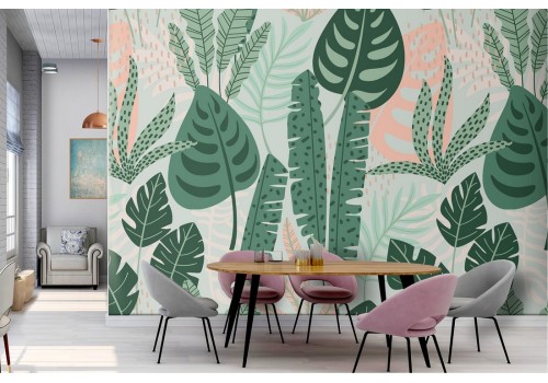 Tropical leaves wallpaper nature stylized green decoration