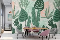 Tropical leaves wallpaper nature stylized green decoration