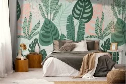 Tropical Stylized Nature Leaves Wallpaper