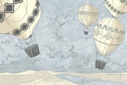Hot air balloons children's illustration wallpaper