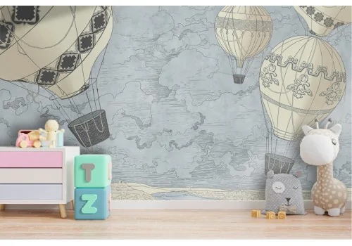 Hot air balloon illustration children's wallpaper