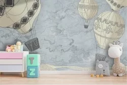 Hot air balloons children's illustration wallpaper