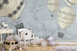 Wallpaper Airplanes Rockets Hot Air Balloons